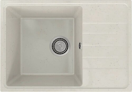 Изображение товара Мойка кухонная Practik PR-M 600-001 прямоугольная, 60x42, мойка для кухни, с крылом, белая, российская