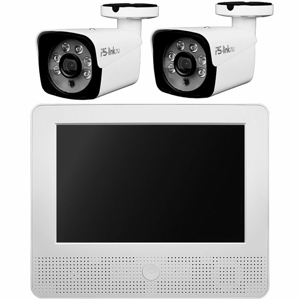 Комплект видеонаблюдения AHD 2Мп PS-link KIT-C9202HD с монитором 2 камеры для улицы