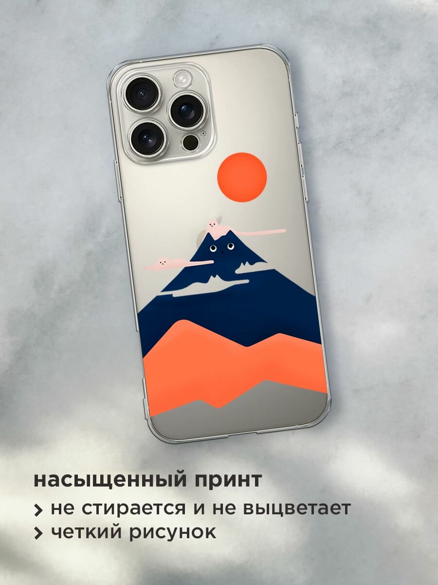 Чехол на Apple iPhone 16 Pro Max / Айфон 16 Про Макс с принтом "Кот-гора", прозрачный — фото 1