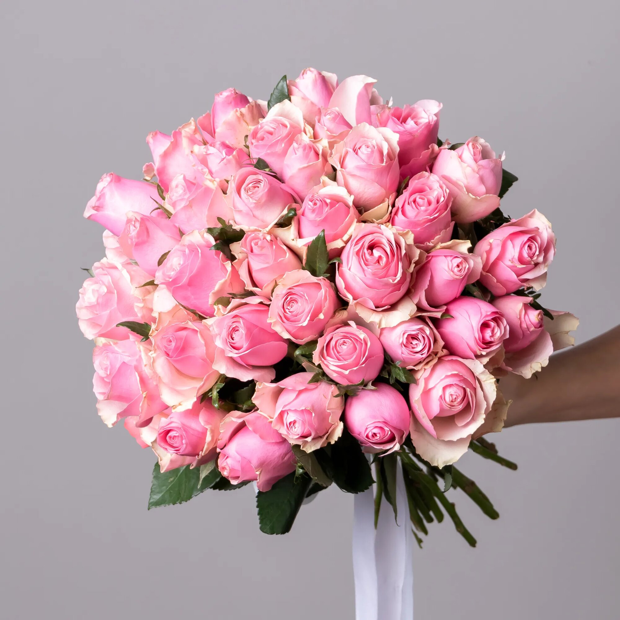 Букет из розовых роз 35 шт Высота 40 см Премиум от "Простоцветы"