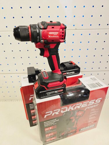 Изображение товара Мощный аккумуляторный бесщеточный шуруповерт-дрель для дома Prokress CD-20/60 BL Xline, 60Нм, 20В, 2х2Ач, кейс