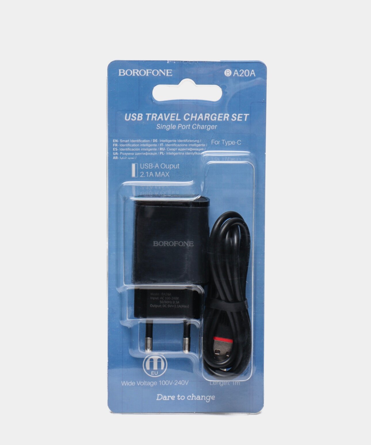 Зарядное устройство Borofone A20A, USB Type-С, 12w, цвет Черный