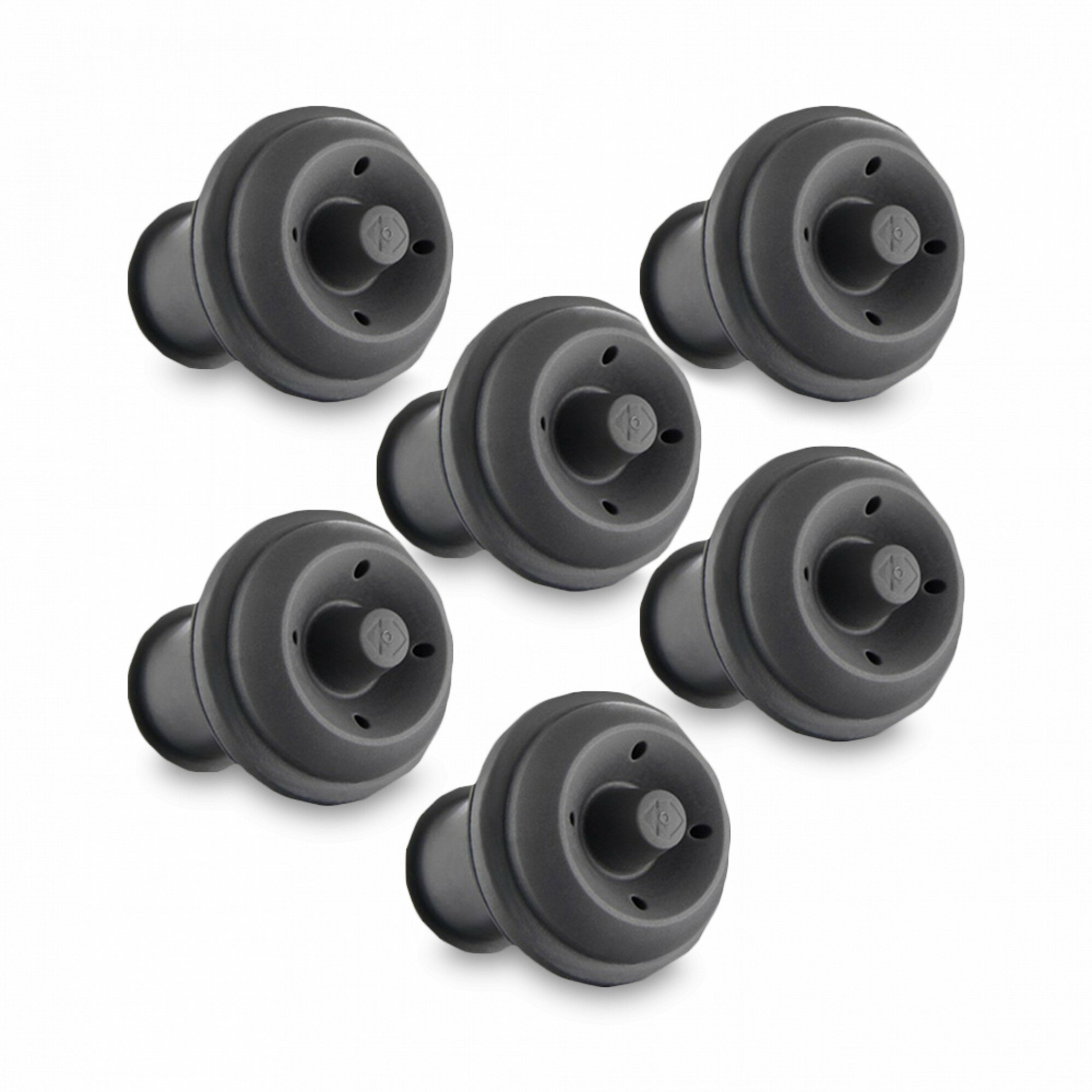 Набор из 6-ти силиконовых пробок для вакуумного насоса, размер: 4 х 3,2 см, материал: силикон, цвет: серый 0886360