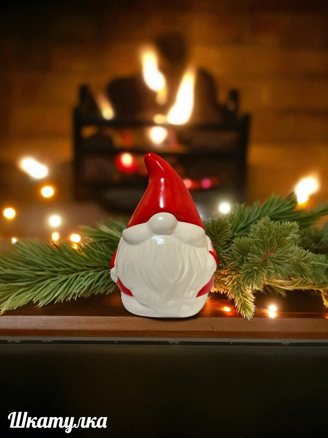 Декоративная Шкатулка "Рождество-Алый" ручная работа, фигурная