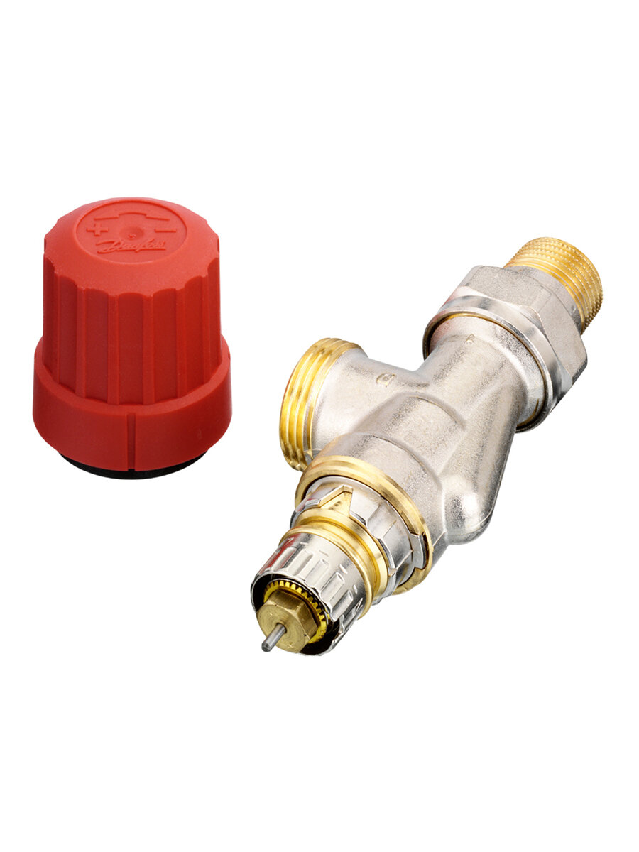 Клапан Danfoss RA-N 15 UK угловой наружная резьба красный