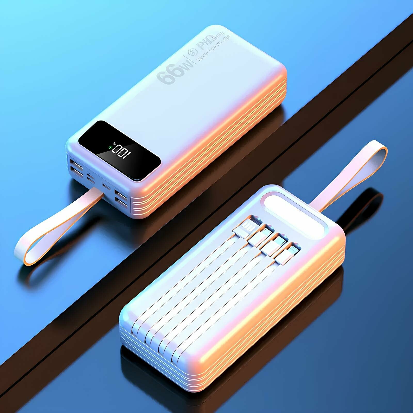 Внешний аккумулятор POWER BANK, с экраном, быстрая зарядка, мощность 66 Вт