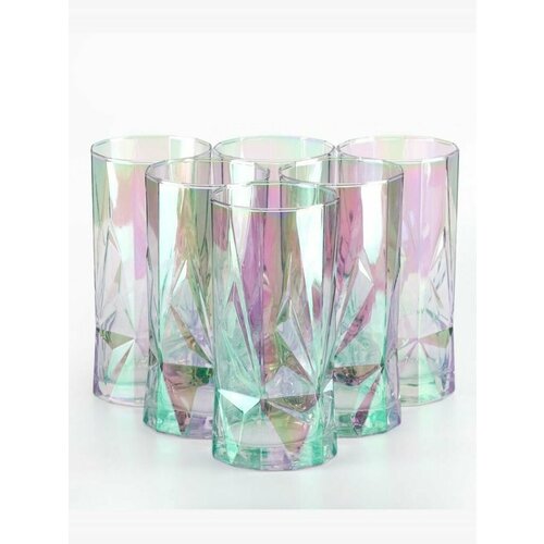фото Стаканы glasstar exclusive "geometrica emerald", 6 шт, 450 мл