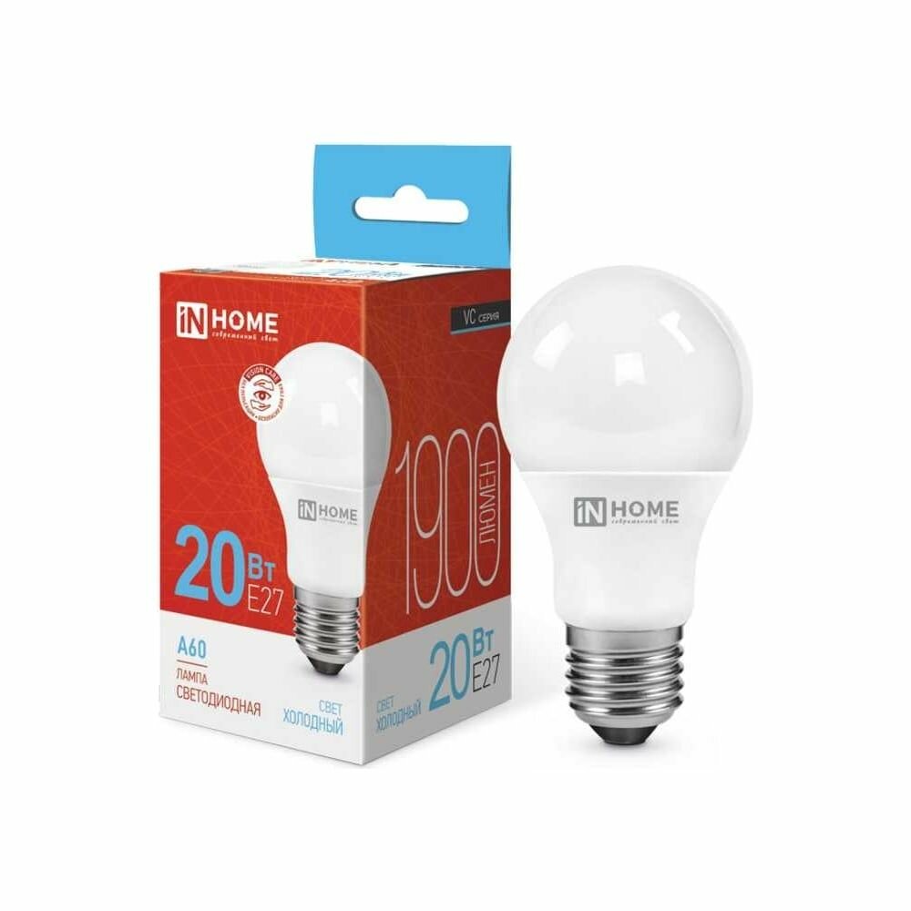 Лампа светодиодная LED-A60-VC 20Вт грушевидная 6500К холод. бел. E27 1900лм 230В IN HOME 4690612020310
