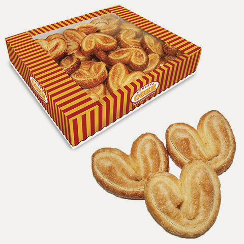 Изображение товара Печенье семейка озби "Мини-плюшки", ушки с сахаром, 500 г, гофрокороб, 990