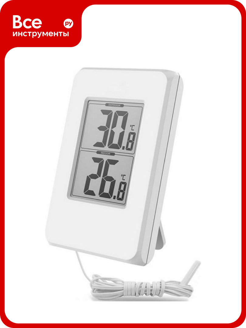Цифровой термометр BALDR с проводным датчиком температуры, белый E0108T2C-WHITE