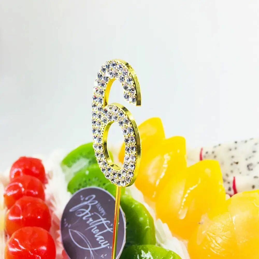 Топпер 6 металлический золотистый со стразами