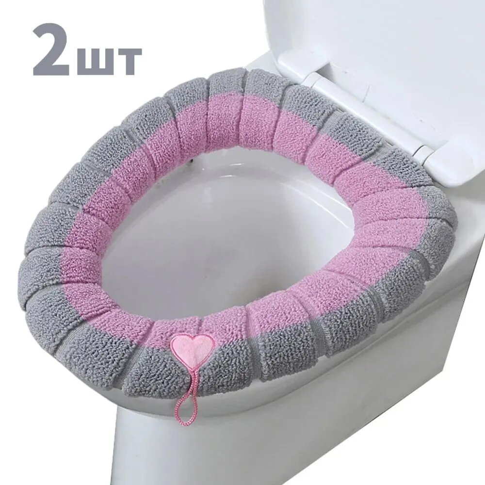 Мягкий теплый чехол для унитаза универсальный эластичный,2 шт