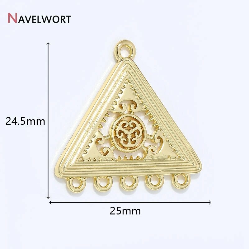 Золотые позолоченные коннекторы-шармы NAVELWORT 2 pieces, Желтый, 18K gold plated