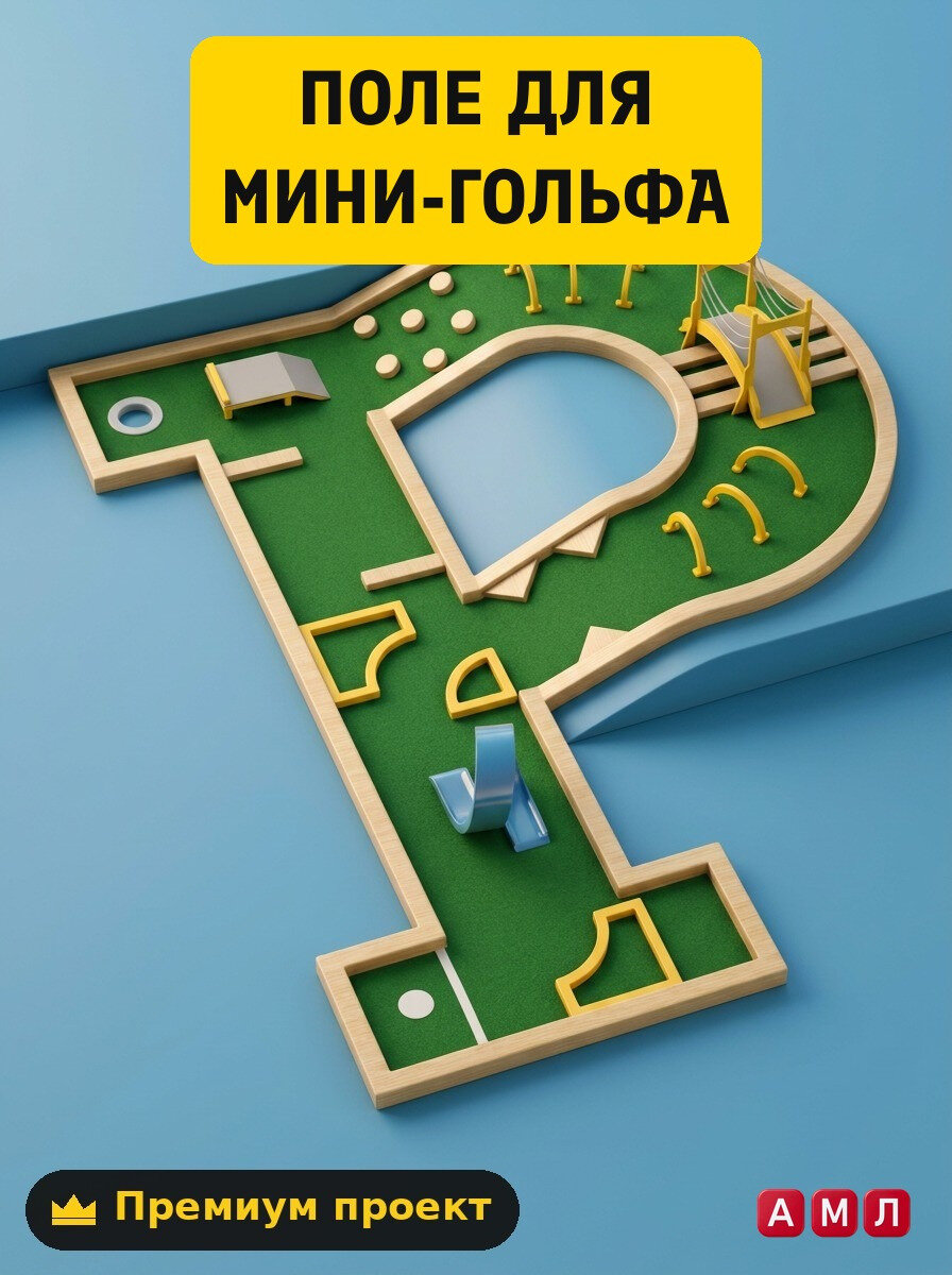 Премиум проект чертеж Мини-гольф площадка поле для гольфа из дерева построить своими руками - скачать и распечатать чертежи с размерами, пошаговая и поэтапная схема сборки