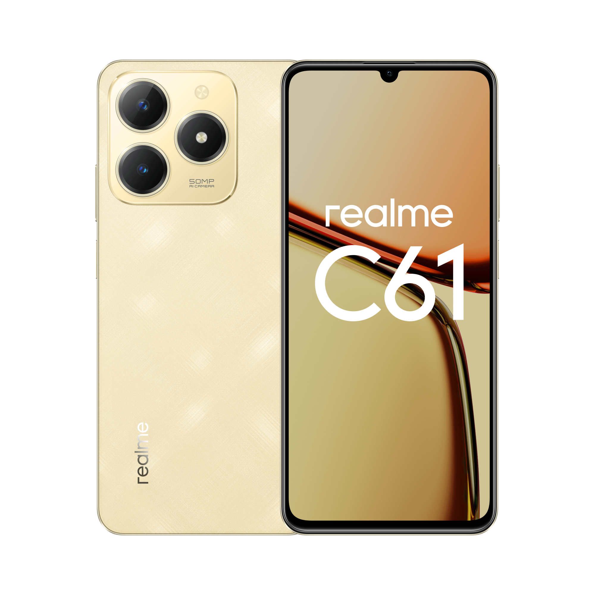 Смартфон realme C61 8/256 ГБ RU, Dual nano SIM, блестящий золотой — фото 1
