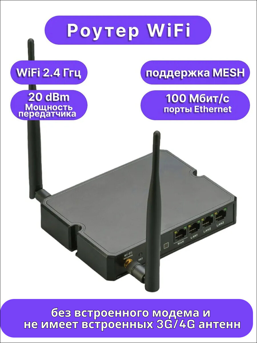 Роутер Wi-Fi 2,4 ГГц для проводного подключения к сети Интернет, KROKS Rt-Cse
