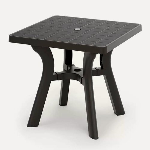 Изображение товара Стол пластиковый квадратный Атлант 80х80х76.5 см, цвет мокко, для дачи и отдыха, универсальный садовый стол на 4 персоны