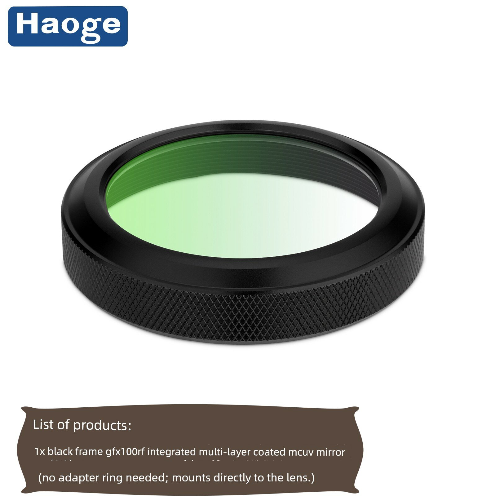 УФ-фильтр для камеры Fuji GFX100RF, черный цвет, без переходника