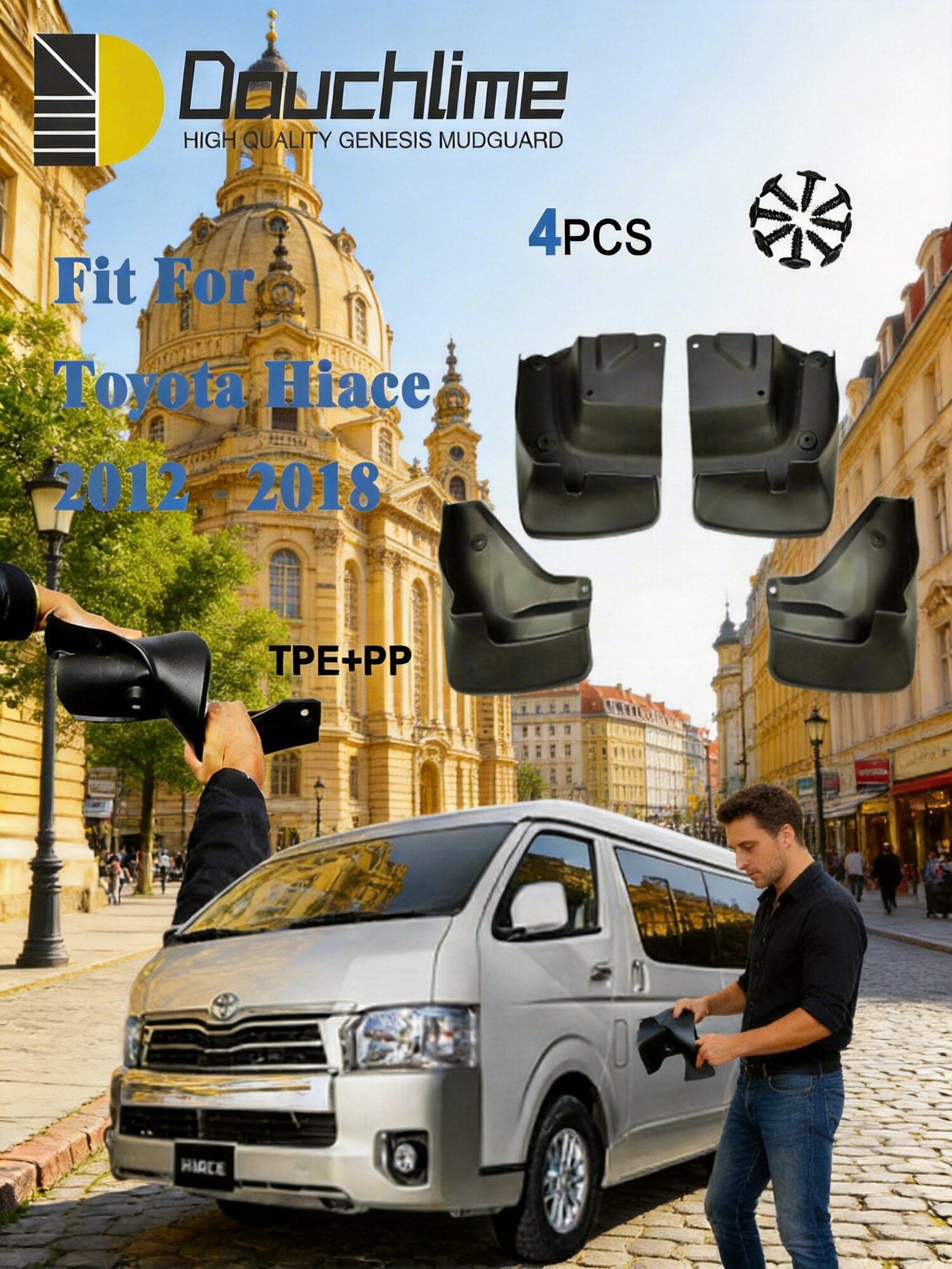Ступица колеса для Toyota Hiace 2012-2018 спереди и сзади, комплект 4 шт и брызговики Styline как автомобильные аксессуары Fender