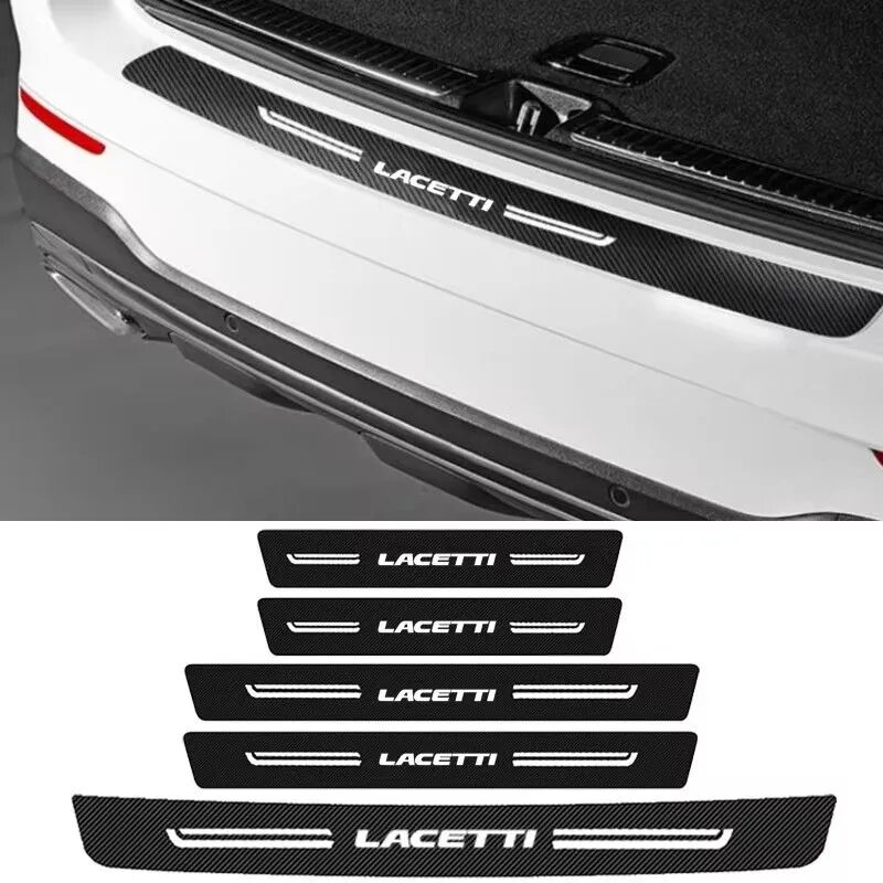 Накладка на автомобиль на пороги для Chevrolet LACETTI, 5 шт, черная, из углеродного волокна