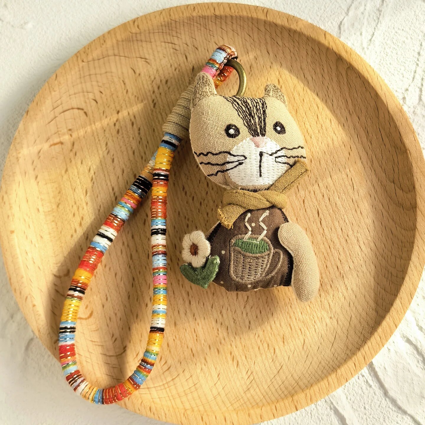 Брелок мягкий котик с кофе, Scarf Cat