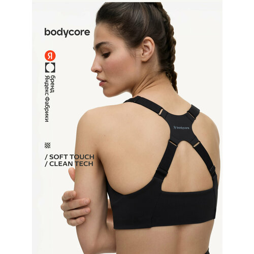 фото Топ спортивный bodycore из ткани soft touch с антибактериальной пропиткой, размер l, черный