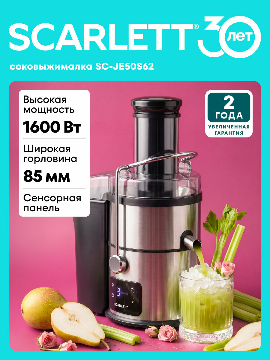 Соковыжималка SCARLETT SC-JE50S62 для твердых и мягких продуктов
