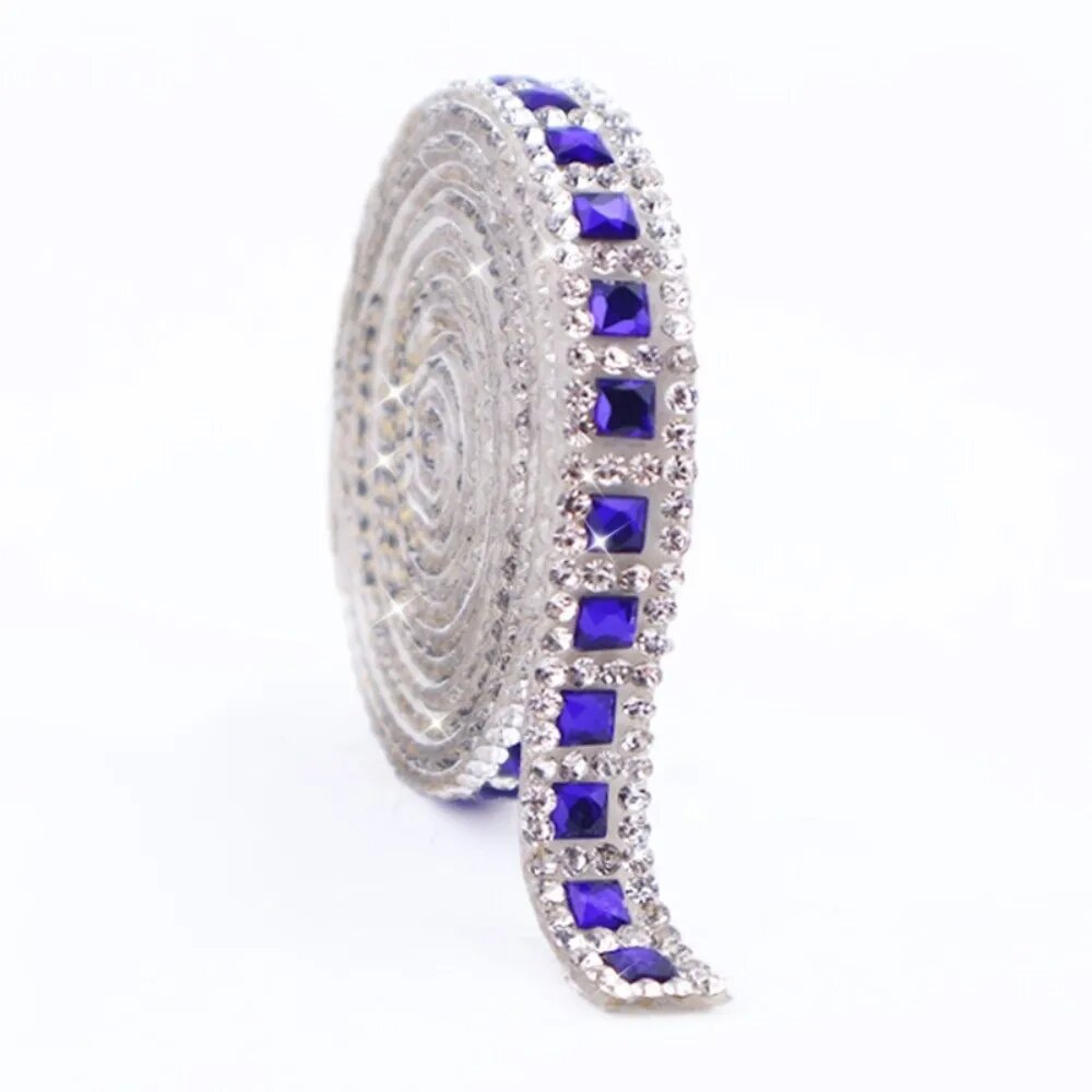 Декоративная лента с кристаллами RoyalBlue, синяя