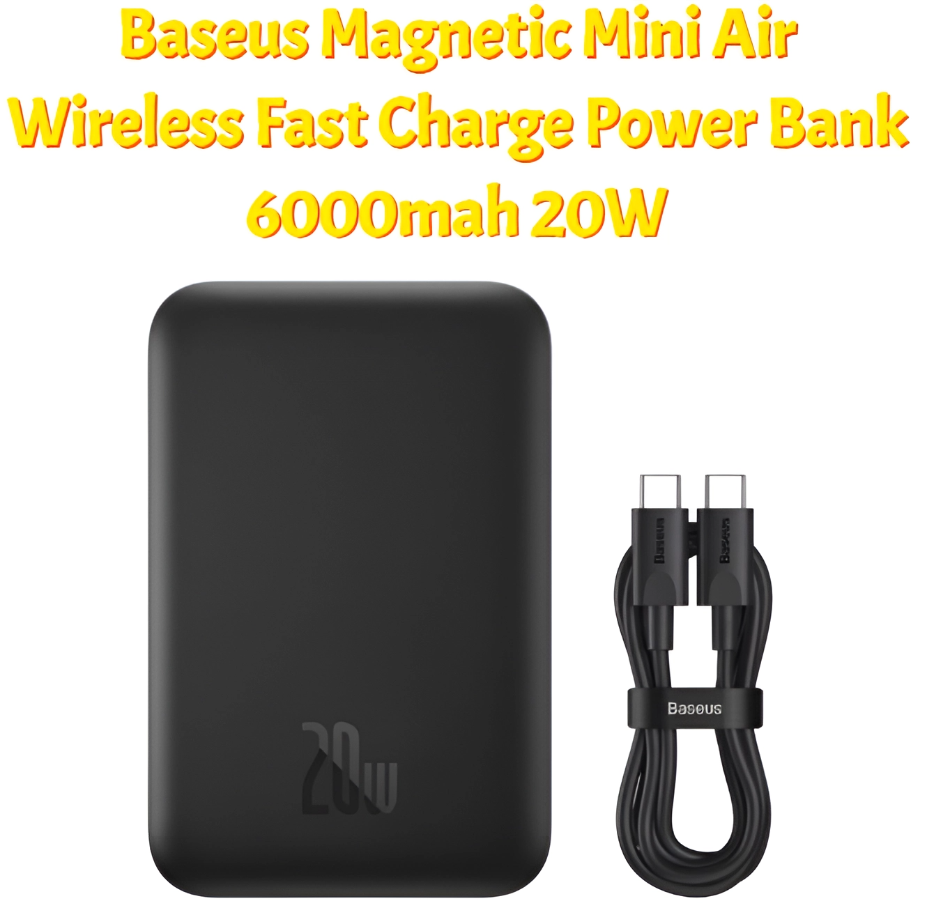 Внешний аккумулятор с беспроводной зарядкой Baseus Magnetic Mini Air Wireless Fast Charge Power Bank 6000mah 20W с кабелем type-c черный