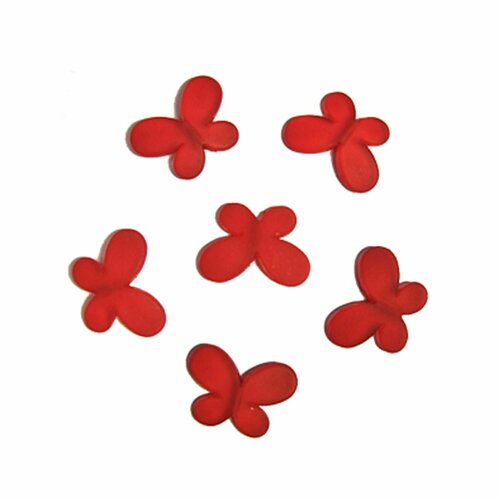 Декоративные бусины Мотылек красные 3см х 2,2см 10 шт