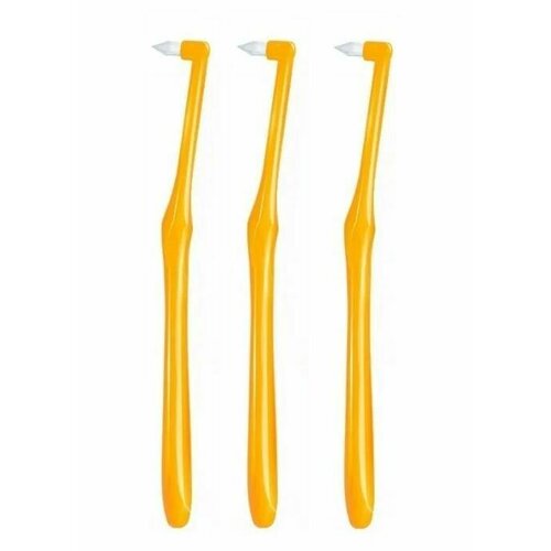 Монопучковая зубная щетка для брекетов, коронок, имплантов и гигиены зубов, монопучок LIFE TIME, желтый 3 штуки