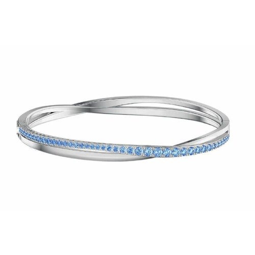 Жесткий браслет SWAROVSKI кристаллы Swarovski размер 16 см серебристыйсиний 5999₽