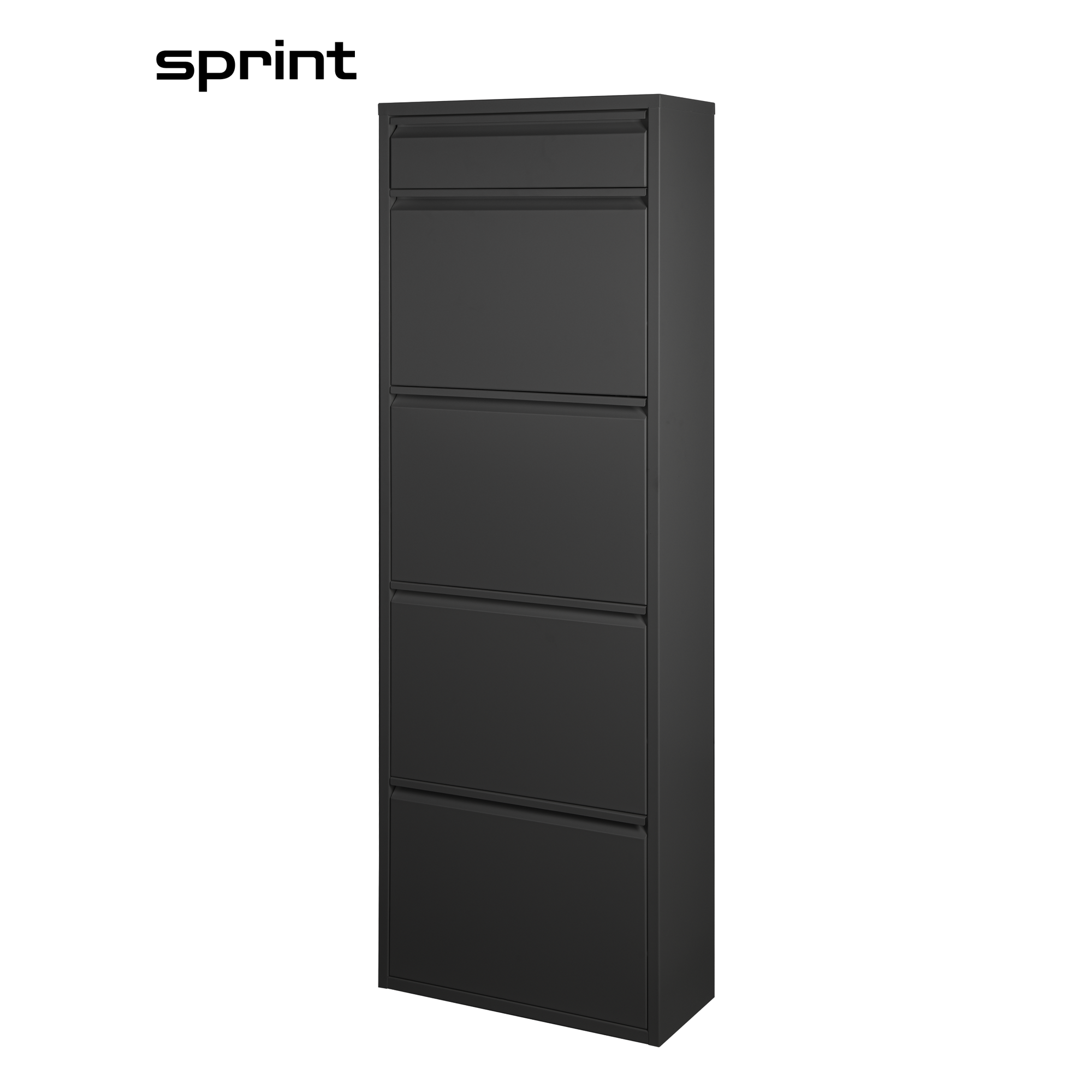 фото Обувница Металлическая, 4 секции + 1 ящик - Черная