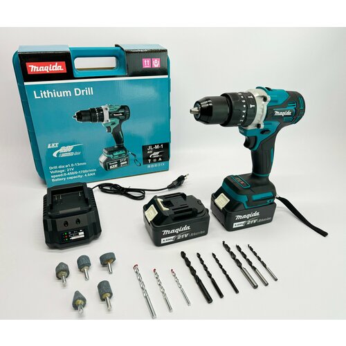 Аккумуляторная бесщеточная ударная дрель-шуруповерт - 2 аккумулятора - в кейсе - 120 Нм - 13 мм