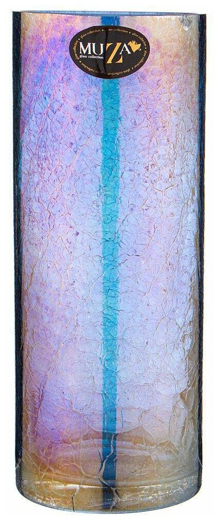 Ваза цилиндр Muza "Cracle blue" диаметр 12 см высота 30 см (380-632)
