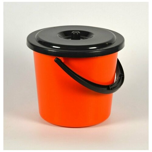 Ведро хозяйственное с крышкой оранжевое 8л, d25.5см, h 22см