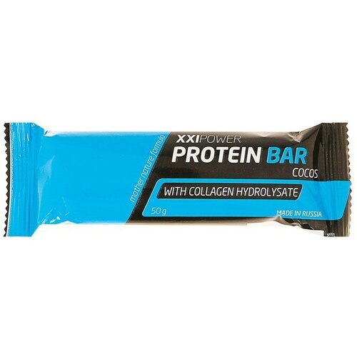 XXI век Батончик XXI век Protein Bar с коллагеном, 50 г Кокос / шоколадная глазурь xxi век батончик energy bar с гуараной оригинальный шоколадная глазурь 50 г