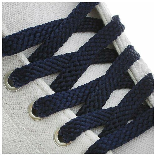 Шнурки для обуви, плоские, 10 мм, 90 см, цвет тёмно-синий(25 шт.)