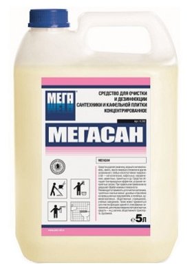 Концентрированное средство для очистки сантехники и кафельной плитки Мега мегасан 5 л К 310
