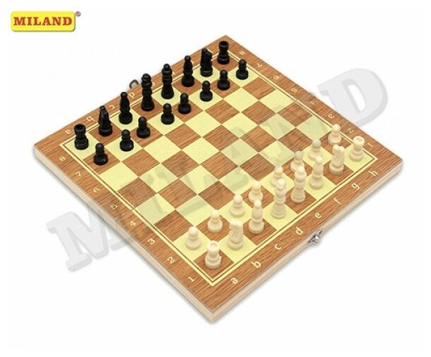 Шахматы деревянные (поле 24 см) фигуры из пластика P00039