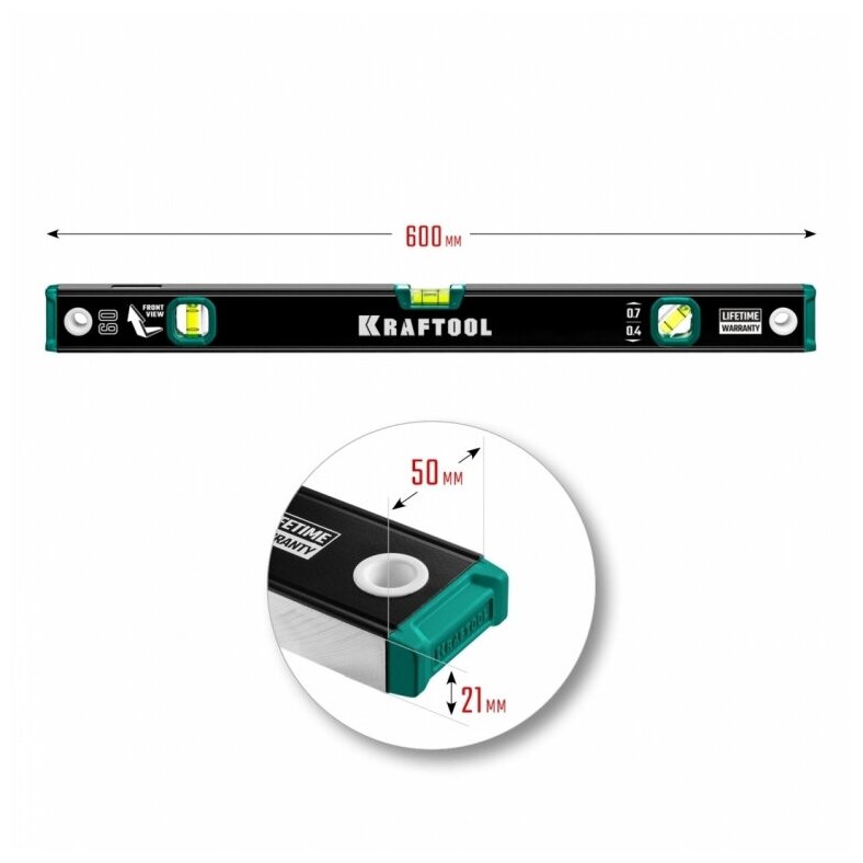 Уровень KRAFTOOL с зеркальным глазком 600 мм. - фотография № 15