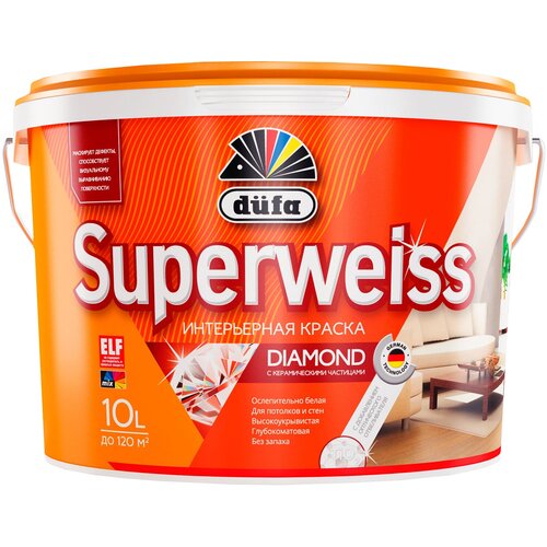 Dufa Superweiss RD4 / Дюфа Супервейс РД4 краска для потолков и стен глубокоматовая 9л dufa wandfarbe rd1а дюфа вандфарбе рд краска краска для потолков и стен 5л