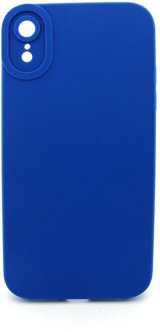 Чехол матовый для Apple Iphone XR, с бортиком вокруг камеры и с защитой камеры, синий