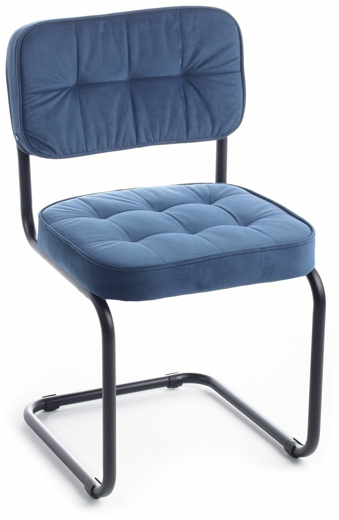 Конференц-кресло для офиса (комплект 2 шт.) Сильвия Сomfort, Велюр Neo 27 (синий)/Металл черный