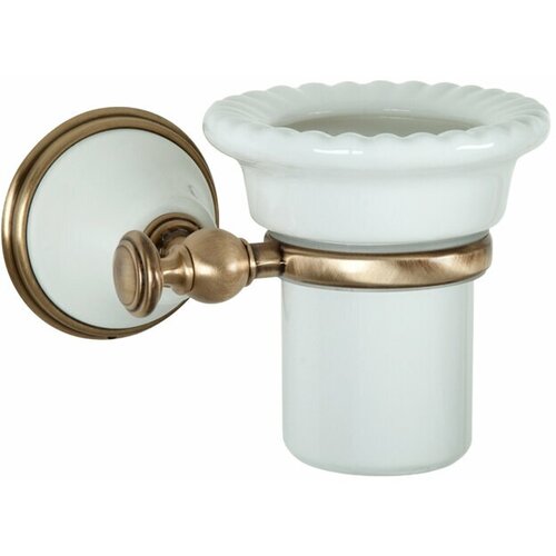 Подвесной cтакан TW Harmony, керамический (белый), цвет: белый/бронза