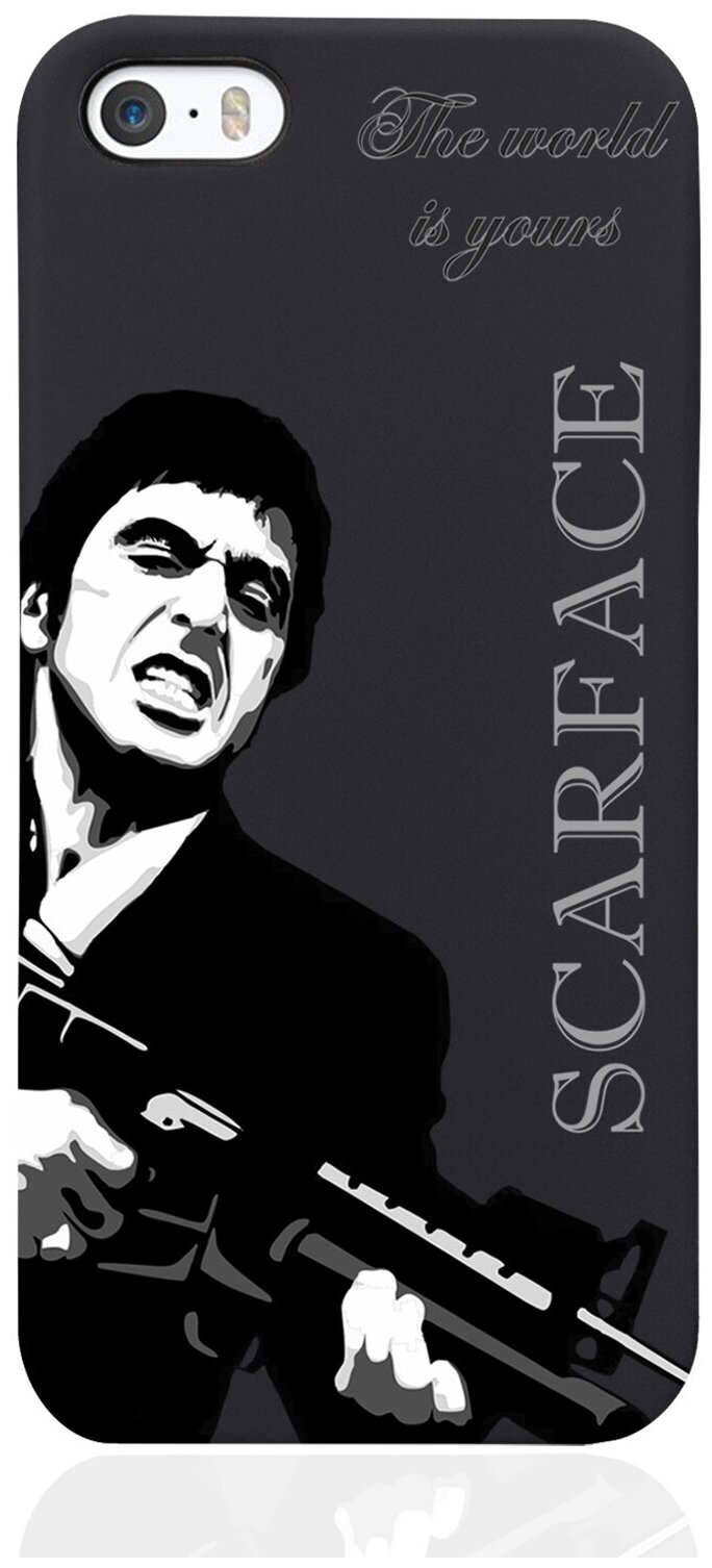 Черный силиконовый чехол MustHaveCase для iPhone 5/5s Scarface Tony Montana/ Лицо со шрамом