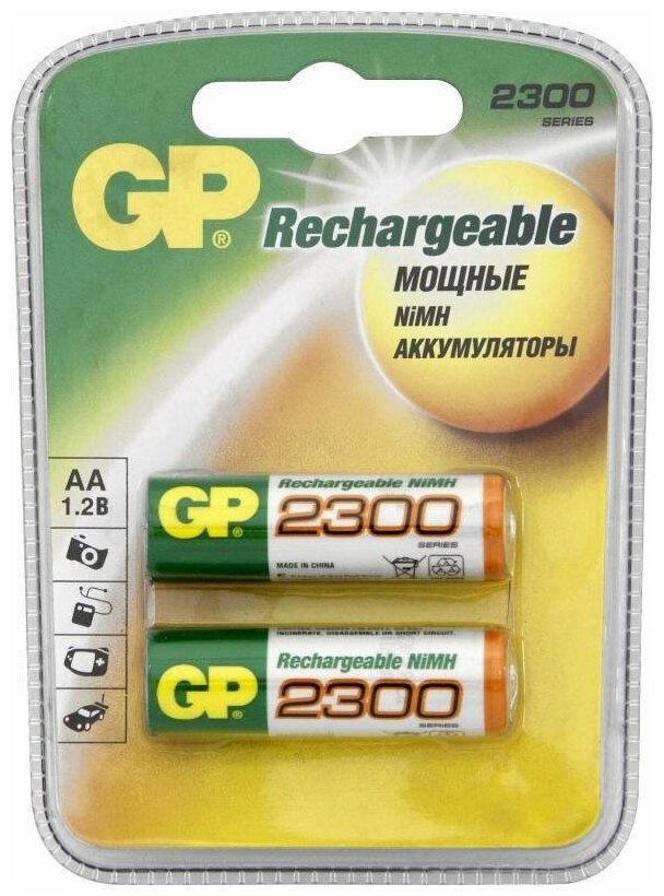 Аккумулятор GP 230AAHC AA NiMH 2250mAh (2шт), шт