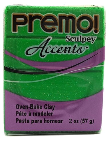 Полимерная глина Sculpey Premo 5550 (зеленый с блестками) 57г