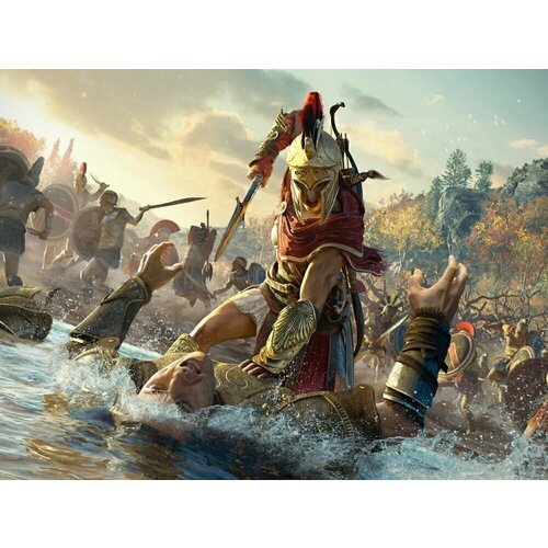 Плакат, постер на бумаге Assassins Creed/Кредо Ассасина-Одиссея/игровые/игра/компьютерные герои персонажи. Размер 21 х 30 см