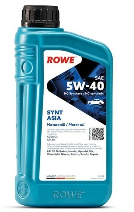 Масло моторное Rowe Hightec Synt Asia SAE 5W-40 Acea C3 API Sn/cf 1 л Rowe 9259952 .